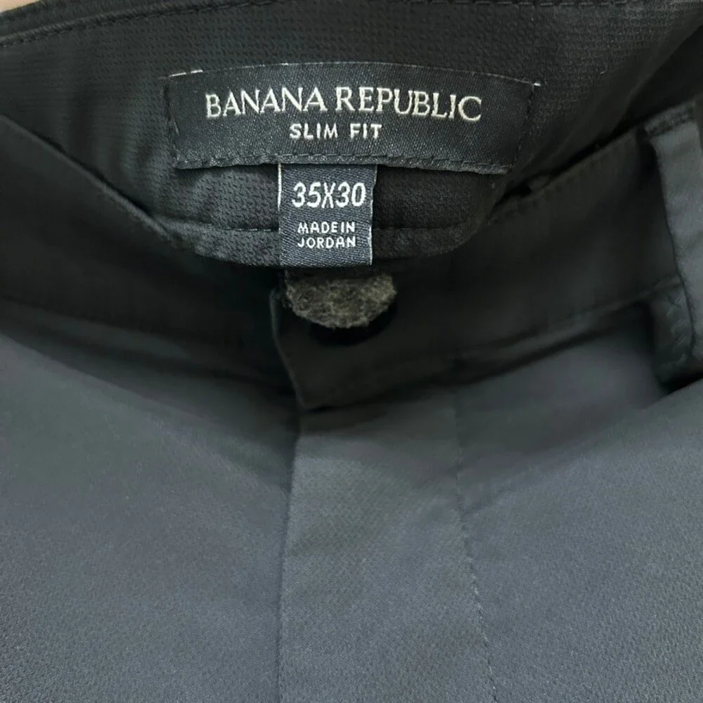 Banana Republic Men's Jet Black Tech Performance Slim Fit City Pants Size 35x30